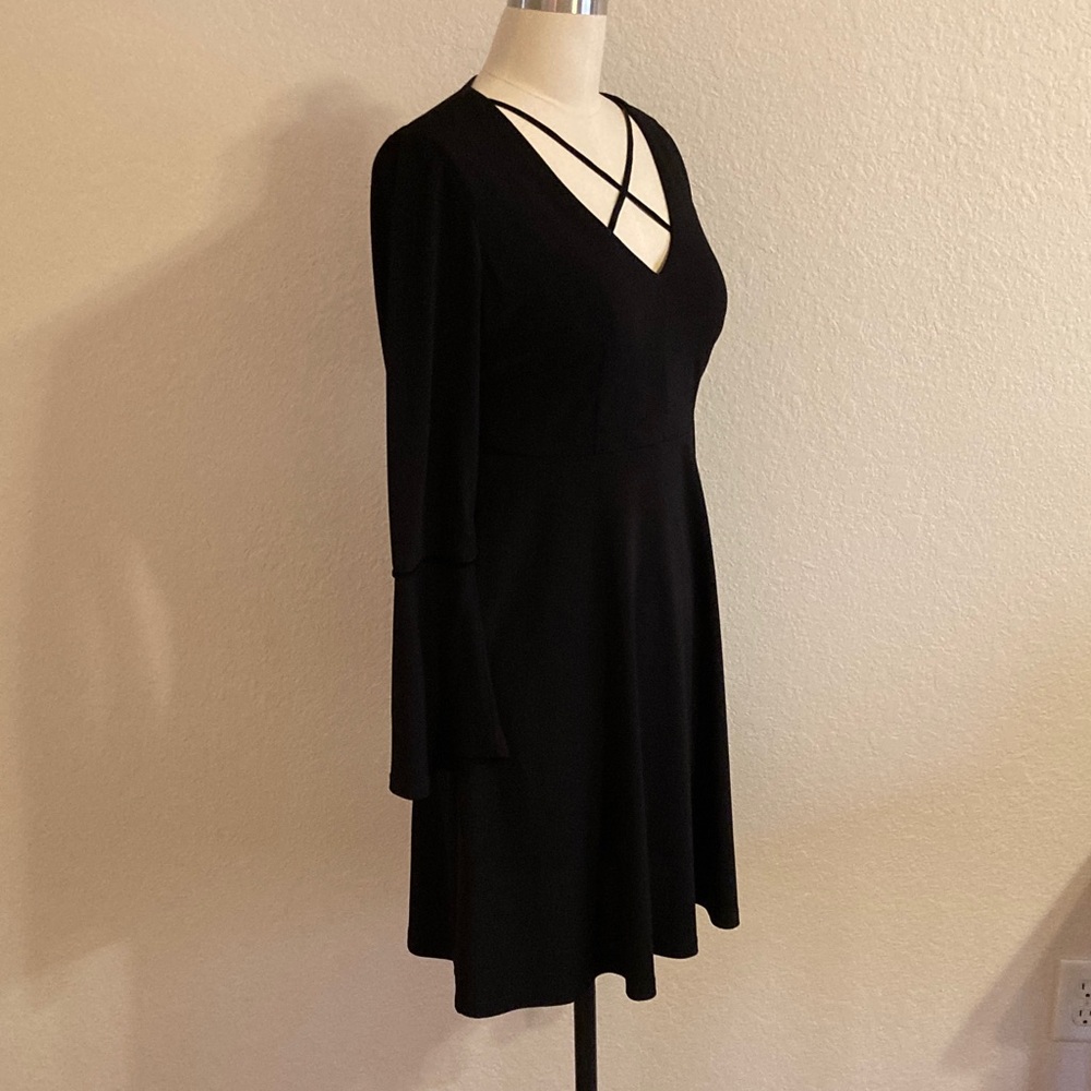 Madison Leigh Black Long Bell Sleeve Dress